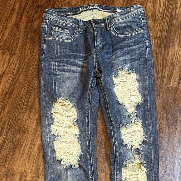 Machine Nouvelle Mode Women’s Jeans Size 5 Or 28 Italy 42 Distressed Skinny Fit - Picture 3 of 7